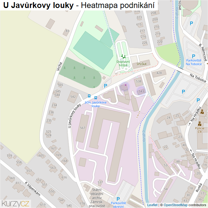 Mapa U Javůrkovy louky - Firmy v ulici.
