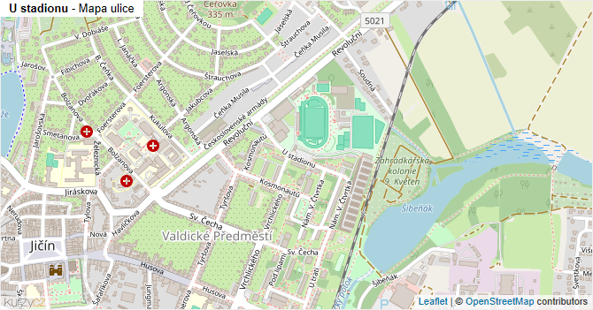 U stadionu - mapa ulice