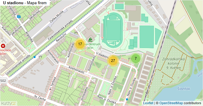 U stadionu - mapa firem