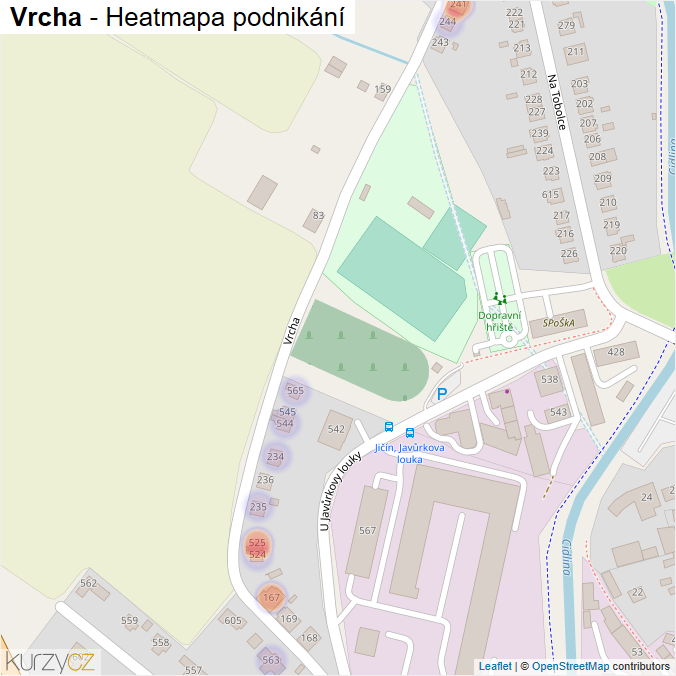 Mapa Vrcha - Firmy v ulici.