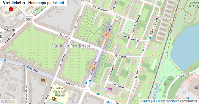 Vrchlického - mapa podnikání