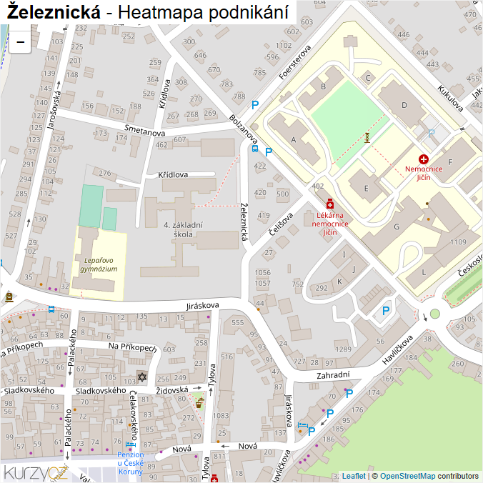 Mapa Železnická - Firmy v ulici.