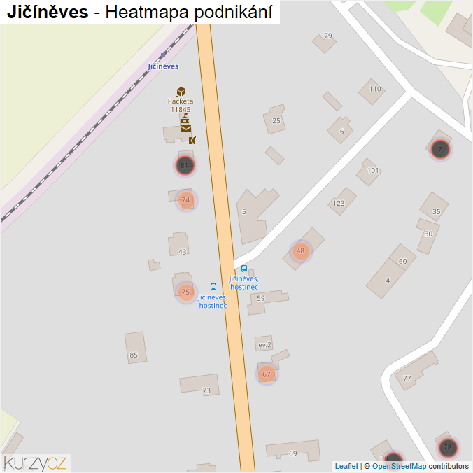 Mapa Jičíněves - Firmy v obci.