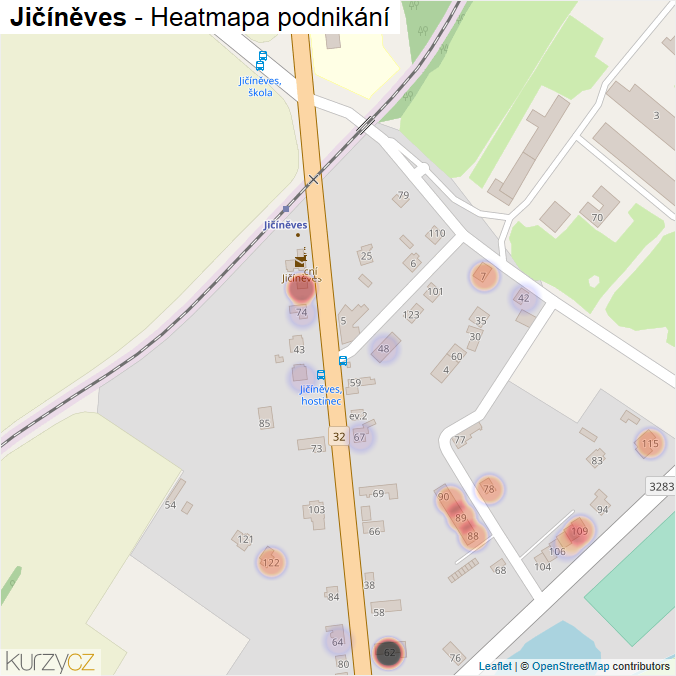 Mapa Jičíněves - Firmy v části obce.