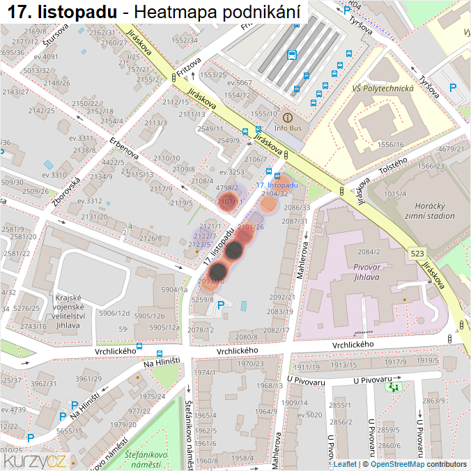 Mapa 17. listopadu - Firmy v ulici.