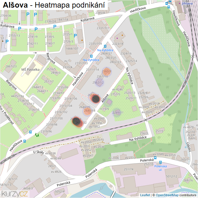 Mapa Alšova - Firmy v ulici.