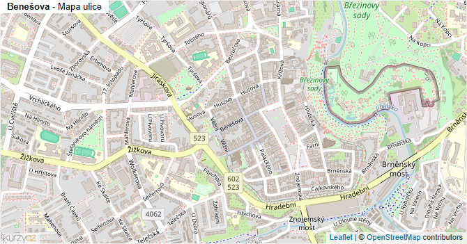 Benešova - mapa ulice