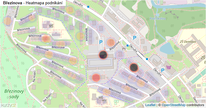 Březinova - mapa podnikání