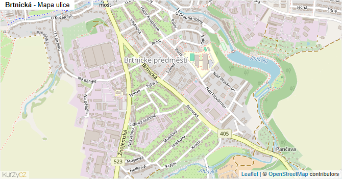 Brtnická - mapa ulice