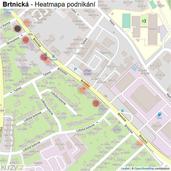 Mapa Brtnická - Firmy v ulici.