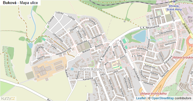 Buková - mapa ulice