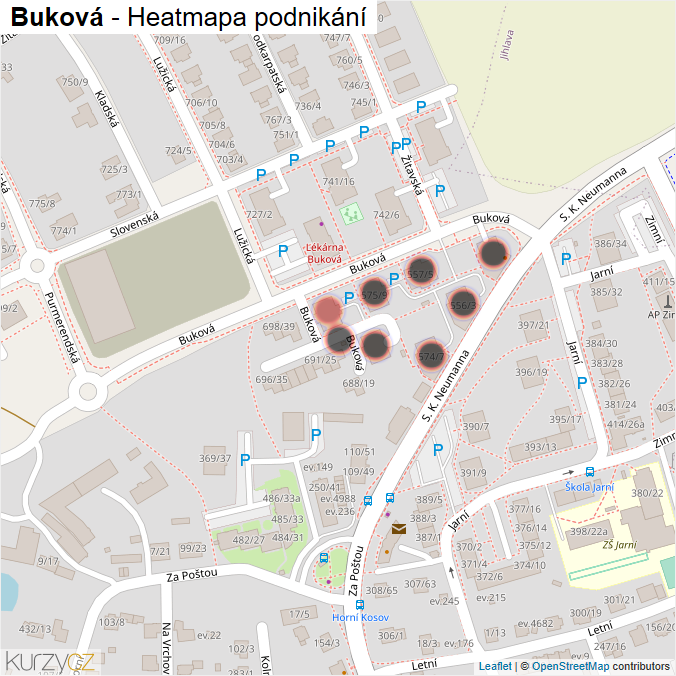 Mapa Buková - Firmy v ulici.