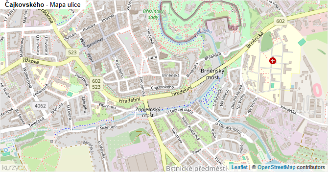 Čajkovského - mapa ulice