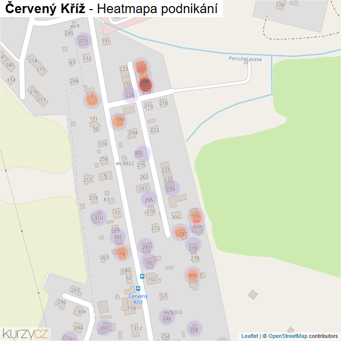 Mapa Červený Kříž - Firmy v části obce.