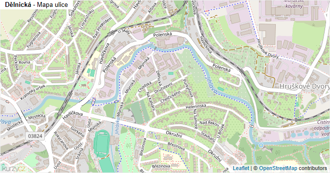 Dělnická - mapa ulice