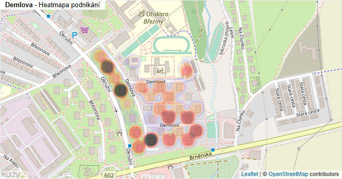 Demlova - mapa podnikání