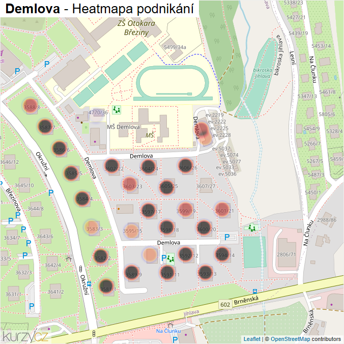 Mapa Demlova - Firmy v ulici.