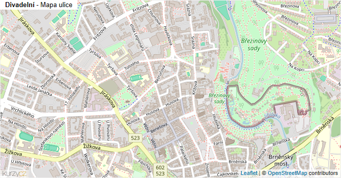 Divadelní - mapa ulice