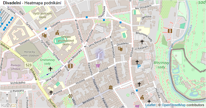 Divadelní - mapa podnikání
