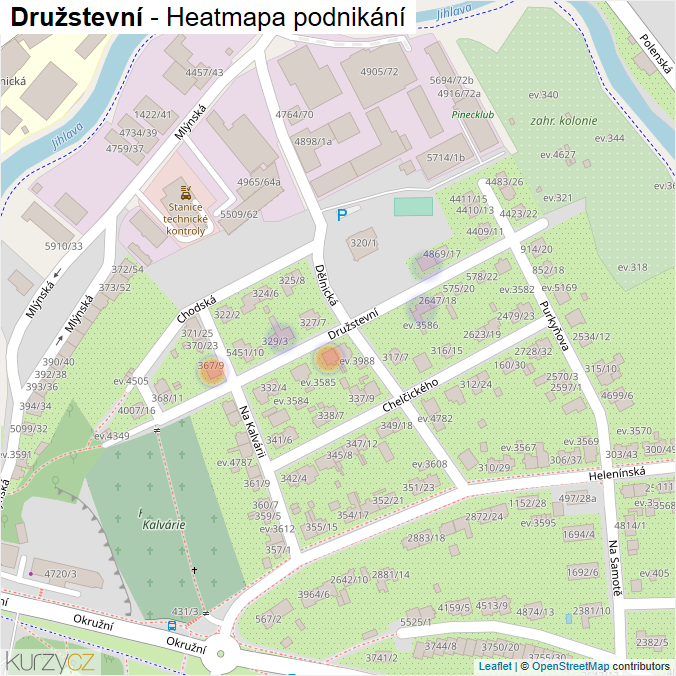 Mapa Družstevní - Firmy v ulici.