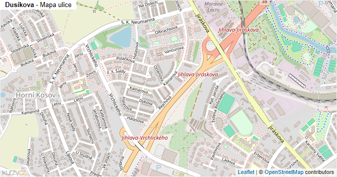 Dusíkova - mapa ulice