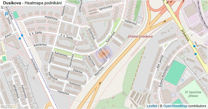 Dusíkova - mapa podnikání