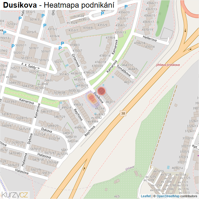 Mapa Dusíkova - Firmy v ulici.