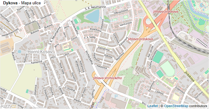Dykova - mapa ulice