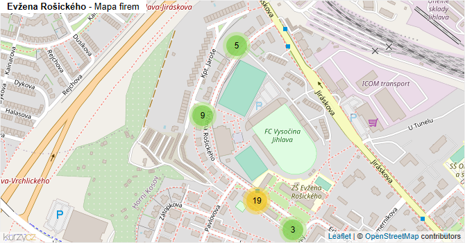 Evžena Rošického - mapa firem