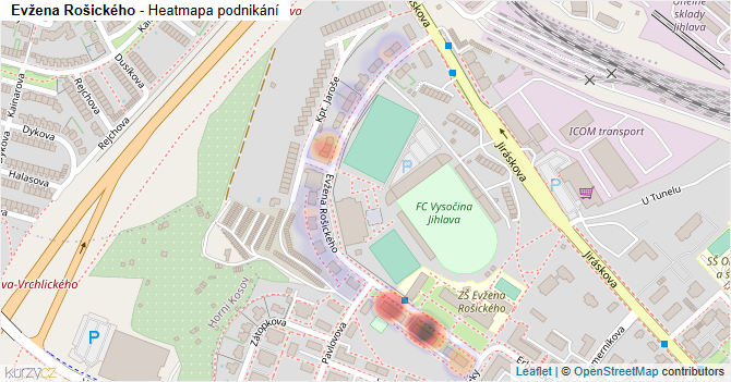 Evžena Rošického - mapa podnikání