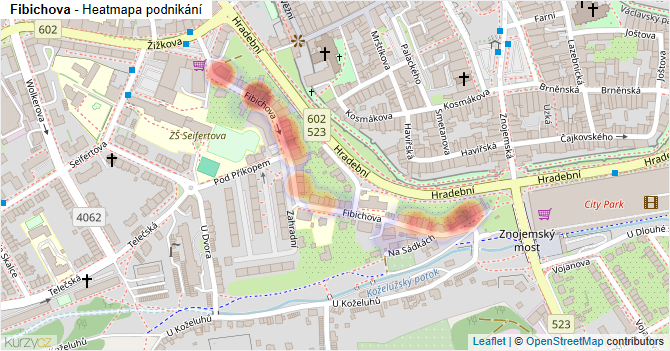 Fibichova - mapa podnikání
