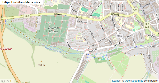 Filipa Bartáka - mapa ulice