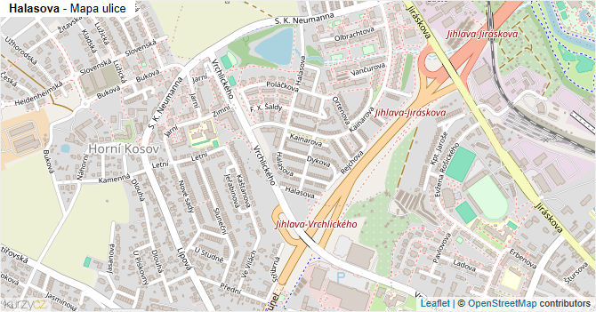 Halasova - mapa ulice