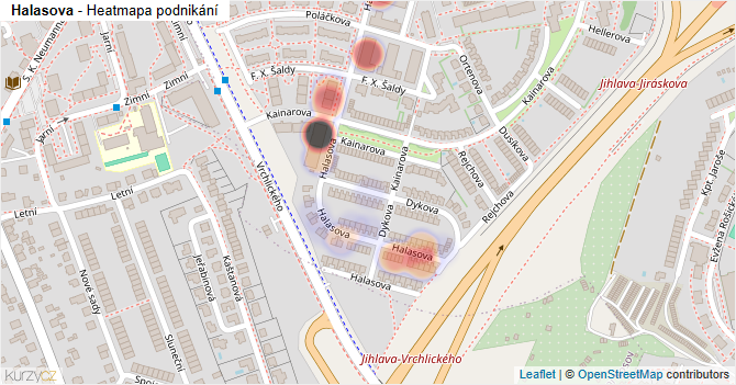 Halasova - mapa podnikání