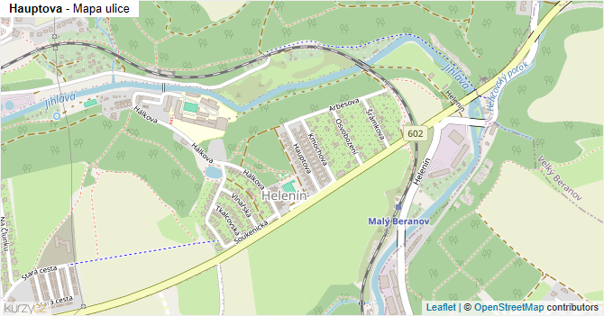 Hauptova - mapa ulice
