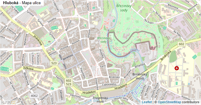 Hluboká - mapa ulice