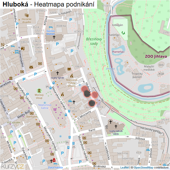 Mapa Hluboká - Firmy v ulici.