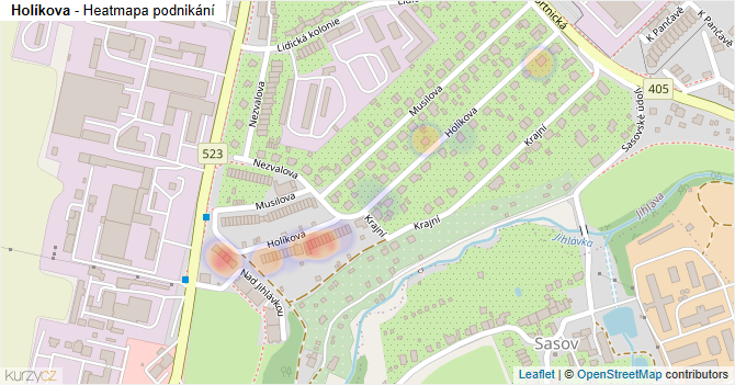Holíkova - mapa podnikání