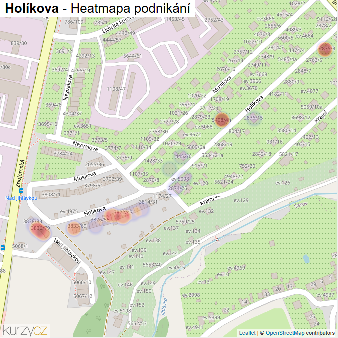 Mapa Holíkova - Firmy v ulici.