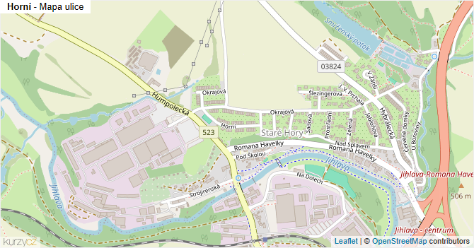 Horní - mapa ulice