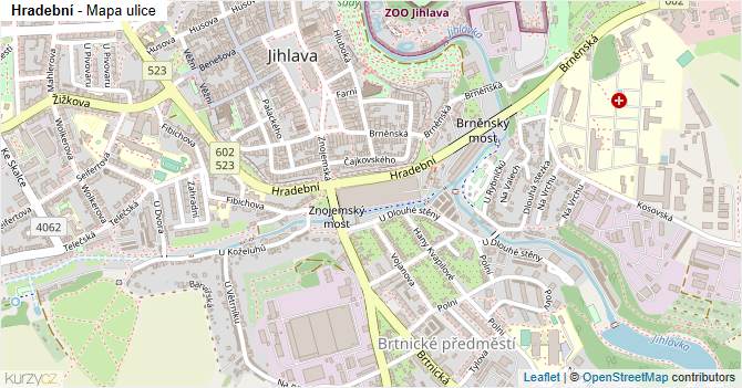 Hradební - mapa ulice
