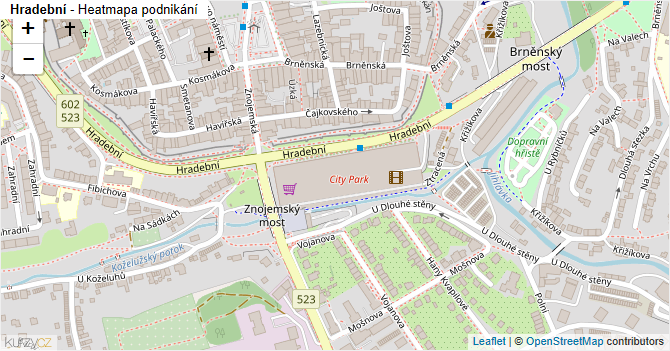 Hradební - mapa podnikání