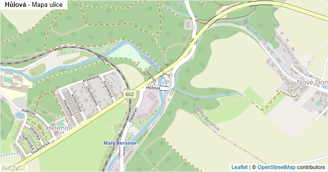 Hůlová - mapa ulice