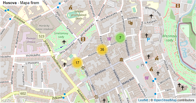 Husova - mapa firem