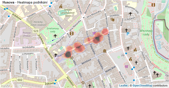 Husova - mapa podnikání