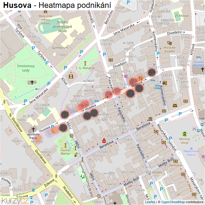 Mapa Husova - Firmy v ulici.