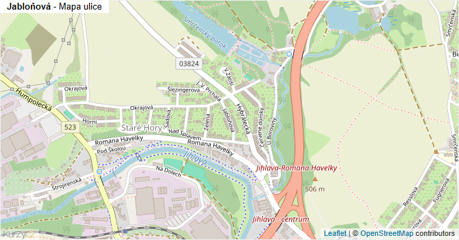 Jabloňová - mapa ulice