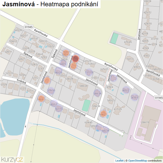 Mapa Jasmínová - Firmy v ulici.