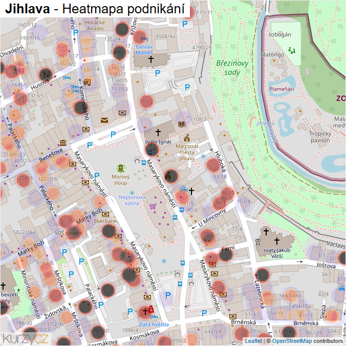 Mapa Jihlava - Firmy v části obce.