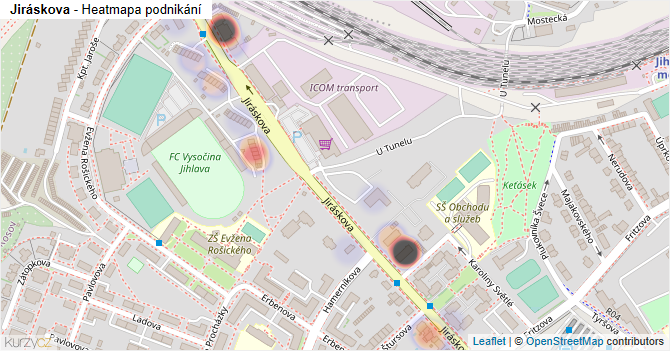 Jiráskova - mapa podnikání